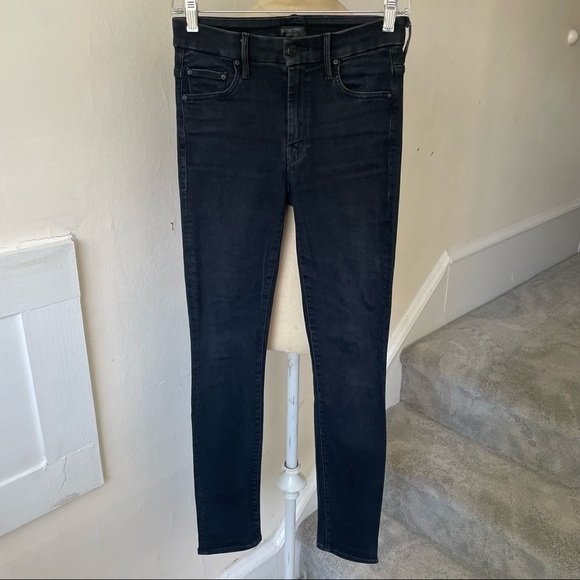 MOTHER Black Gray Blackbird Wash The High Waisted Looker Skinny Jean Size 24 EUC - Picture 4 of 11